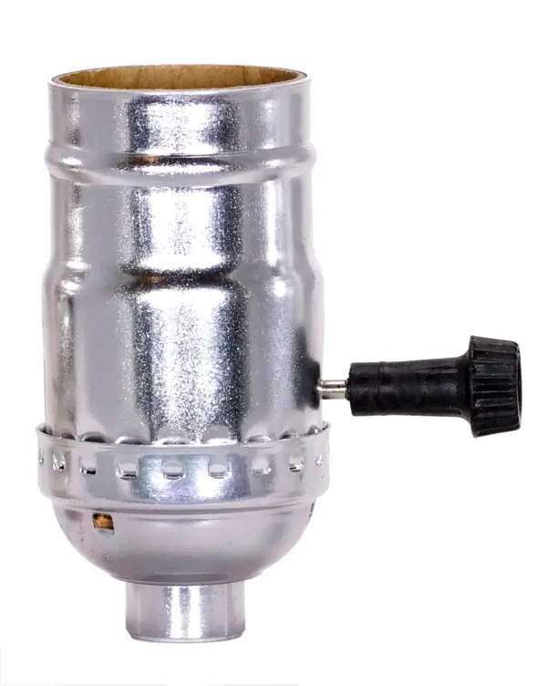 On-Off Turn Knob Socket With Removable Knob - 1/8 IPS - Nickel Finish - 250W - 250V - With Set Screw