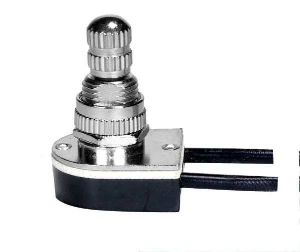 On-Off Metal Rotary Switch - 3/8" Metal Bushing - Single Circuit - 6A-125V, 3A-250V Rating - Nickel Finish