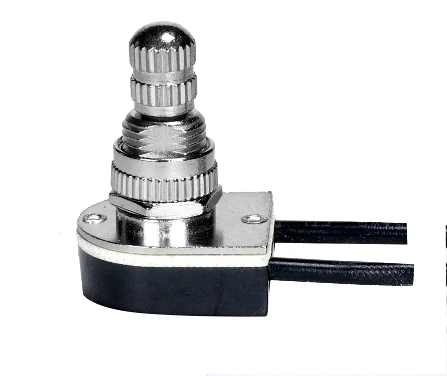 On-Off Metal Rotary Switch - 3/8" Metal Bushing - Single Circuit - 6A-125V, 3A-250V Rating - Nickel Finish