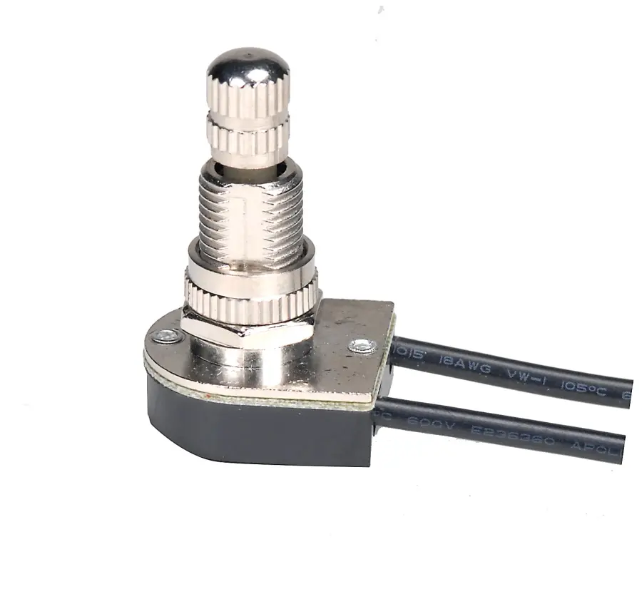 On-Off Metal Rotary Switch - 5/8" Metal Bushing - Single Circuit - 6A-125V, 3A-250V Rating - Nickel Finish