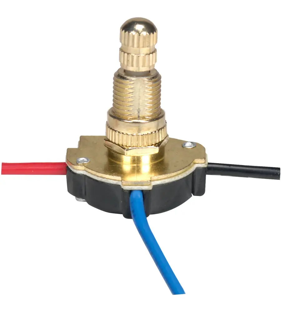 3-Way Metal Rotary Switch, Metal Bushing, 2 Circuit, 4 Position(L-1, L-2, L1-2, Off). Rated: 6A-125V, 3A-250V