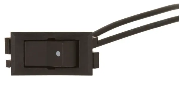 On-Off Phenolic Rocker Switch With White Dot - On-Off Function - Black Finish - Snap Bushing - 6" Leads - 15A-125V, 10A-250V Rating - alternate view