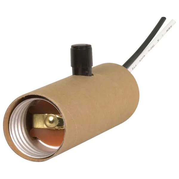 Full Range Socket Dimmer Medium Base Candle Socket w/Paper Liner 150W Full Range w/Removable Black Knob
