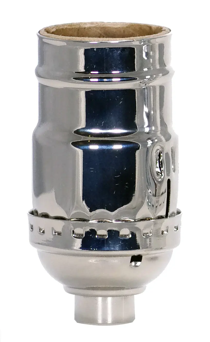 3-Way (2 Circuit) Keyless Socket - 1/8 IPS - 3 Piece Stamped Solid Brass - Polished Nickel Finish - 660W - 250V