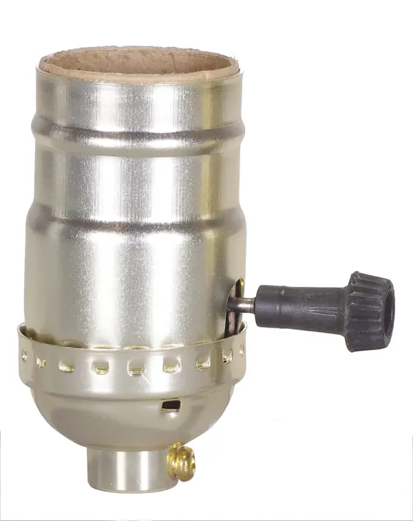 3-Way (2 Circuit) Turn Knob Socket With Removable Knob - 1/8 IPS - Aluminum - Brite Gilt Finish - 250W - 250V - With Set Screw