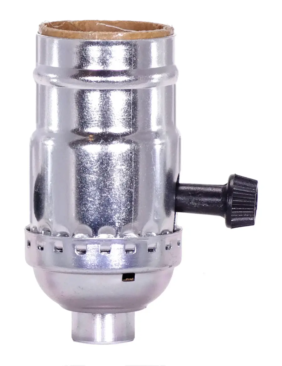 Phenolic Candelabra Base Socket With Spring Clip - 3/4" Diameter - 1" Hole Size - 6" AWM B/W Leads 105C - 75W - 125V - Ivory Finish