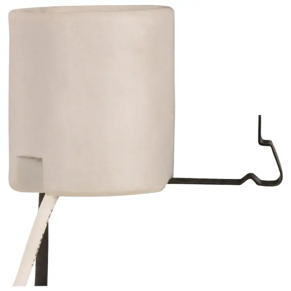 Keyless Porcelain Socket With Snap-In Clip - 12" AWM B/W 150C - Clip Extends 3/4" From Socket - Unglazed - 660W - 250V