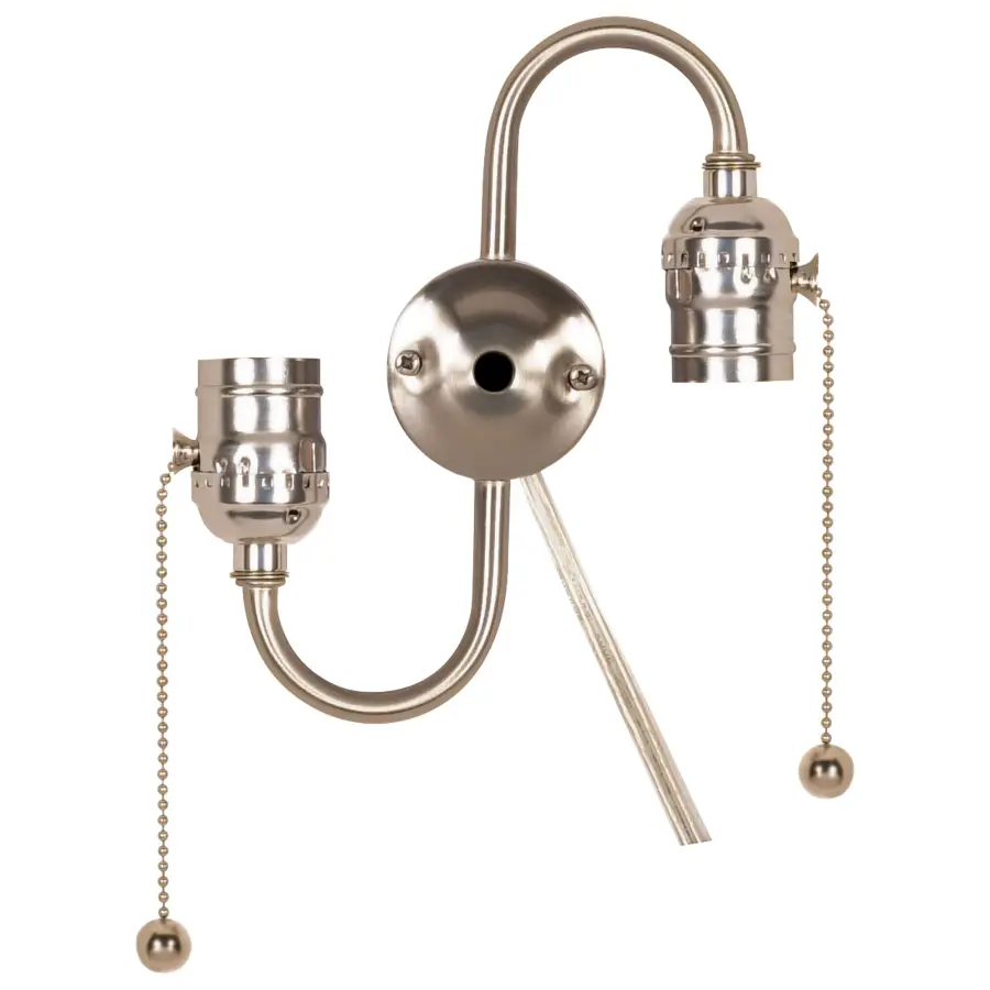 Twin Pull Chain Brite Gilt with End Ball - 14" 18/2 SPT-2 105C Clear Silver Wire 18 AWM 105C 7" Centers - 1/8 IP Top and 1/8 IP Bottom