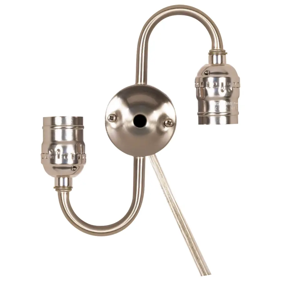 Twin Keyless Steel "S" Cluster - 14" 18/2 SPT-2 105C Clear Silver Wire - 7" Centers - 1/8 IP Top and 1/8 IP Bottom - 660W - 250V