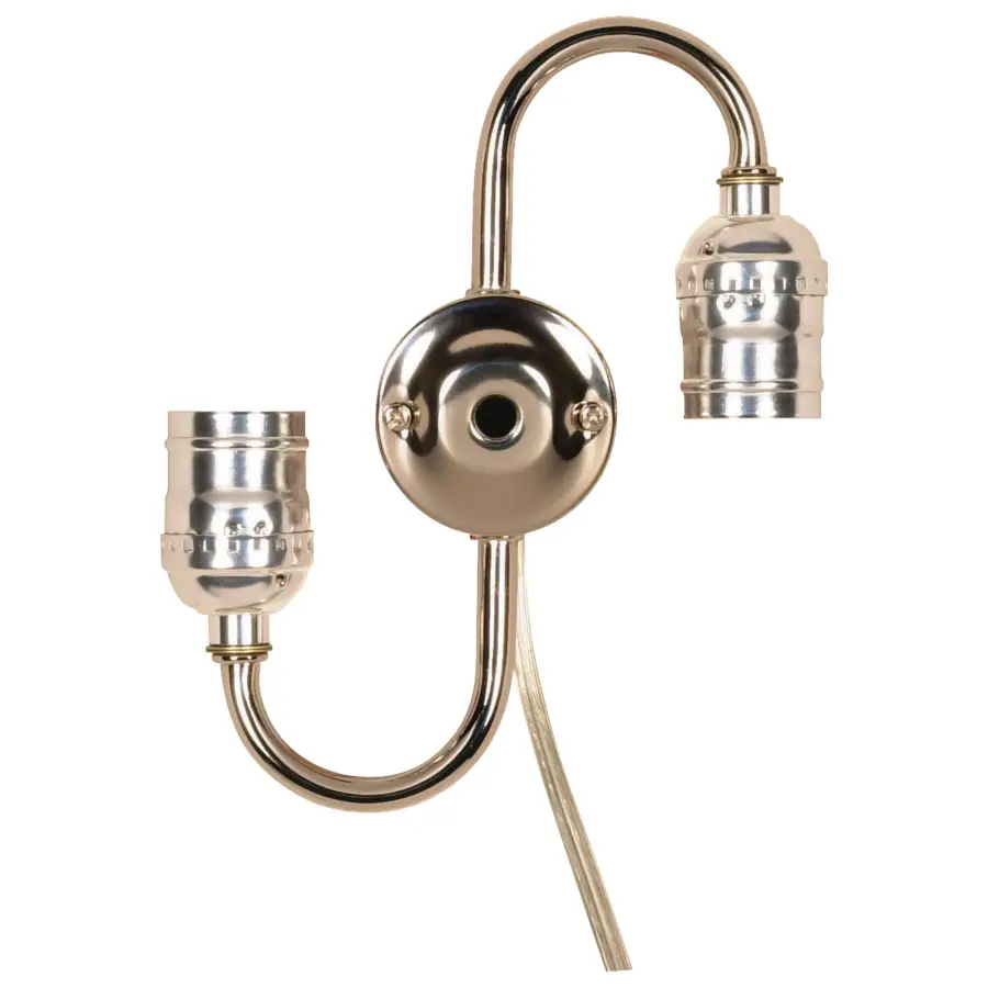 Twin Keyless Steel "S" Cluster - 14" 18/2 SPT-2 105C Clear Silver Wire - 7" Centers - 1/8 IP Top and 1/8 IP Bottom - 660W - 250V