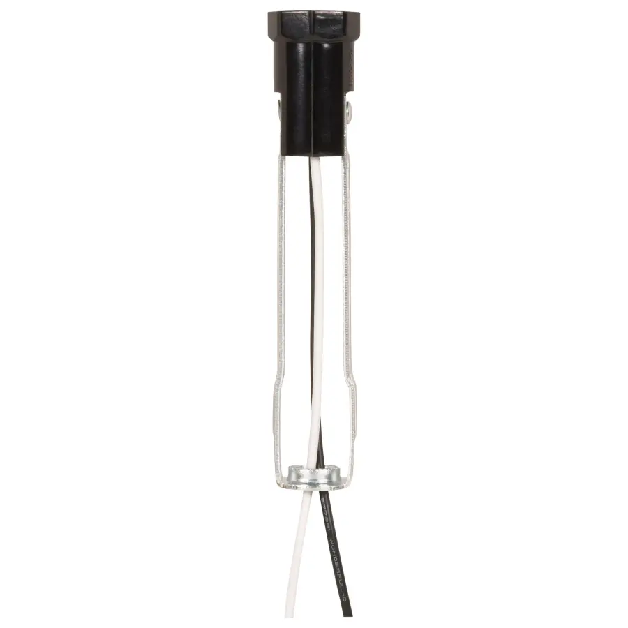 Phenolic Candelabra Base Socket With Wire Leads - 3/4" Diameter - 3" Flange - 40" Leads 105C - 75W - 125V
