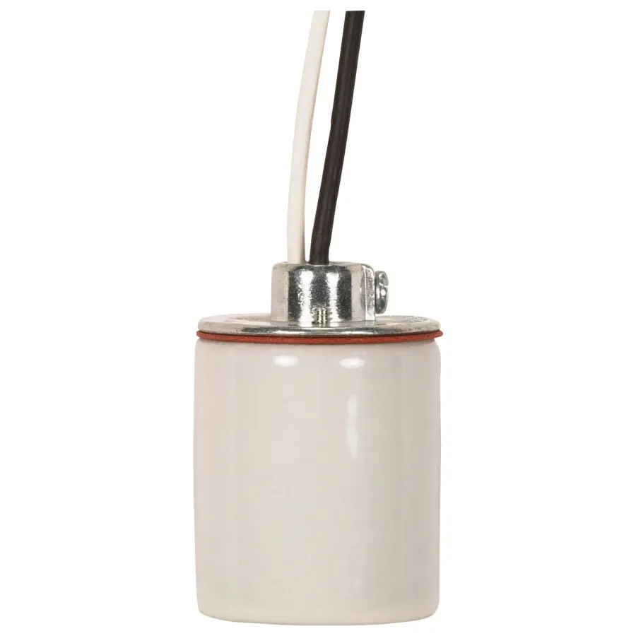 Keyless Porcelain Socket With 1/8 IPS Cap - 9" AWM B/W 150C - CSSNP Screw Shell - Glazed - 660W - 250V