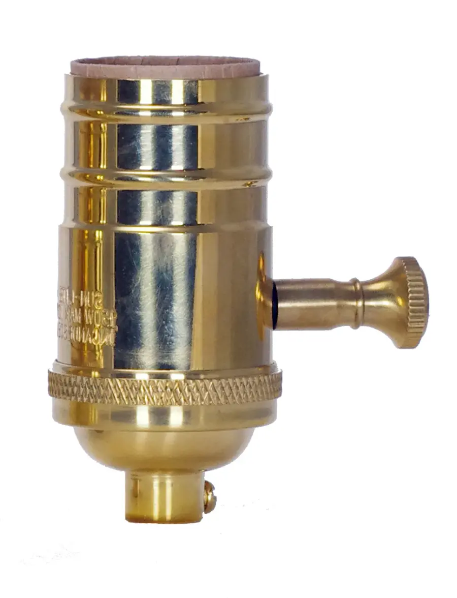 150W Full Range Turn Knob Dimmer Socket With Removable Knob - 1/8 IPS - 4 Piece Stamped Solid Brass - Unfinished - 150W - 120V