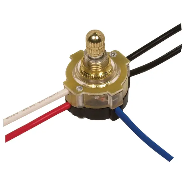 3-Way Lighted Rotary Switch, Plastic Bushing, 2 Circuit, 4 Position(L-1, L-2, L1-2, Off). Rated: 6A-125V, 3A-250V