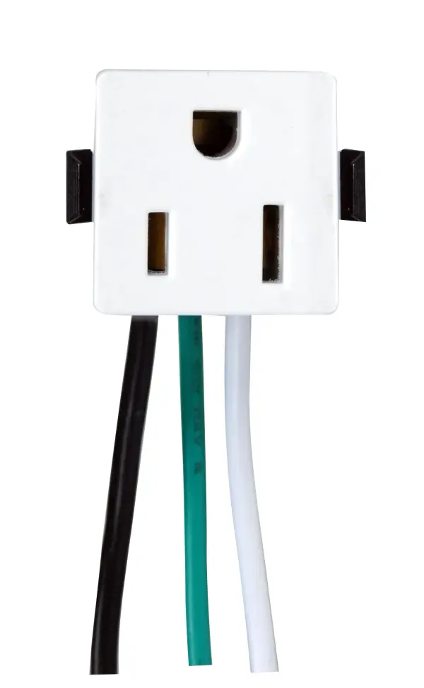 3 Wire, 2 Pole Snap-In Convenience Outlet, Opening Size: 1'' x 1'' x 1'' Rated: 15A-125V