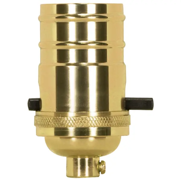 On-Off Push Thru Socket - 1/8 IPS - 4 Piece Stamped Solid Brass - Polished Brass Finish - 660W - 250V