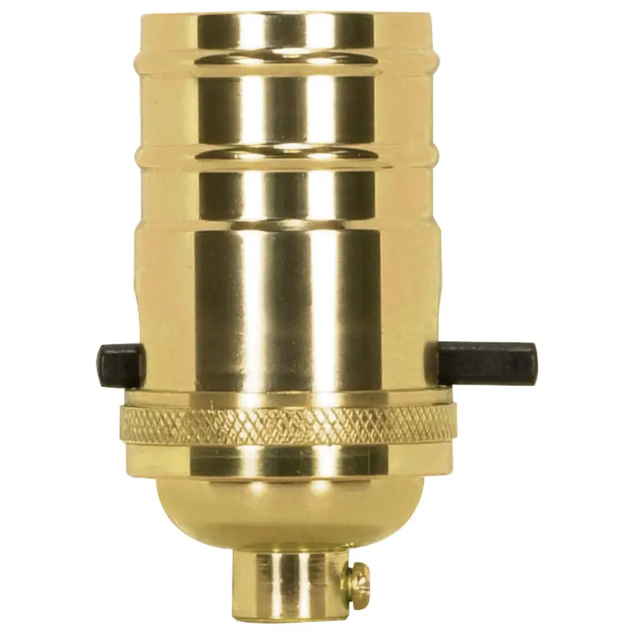 On-Off Push Thru Socket - 1/8 IPS - 4 Piece Stamped Solid Brass - Polished Brass Finish - 660W - 250V