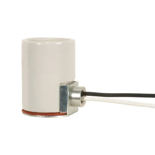 Keyless Porcelain Socket With Side Mount Bushing - 12" AWM B/W 105C Leads - 1/8 IPS - CSSNP Screw Shell - Glazed - 660W - 250V