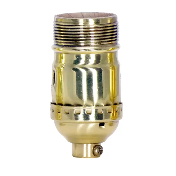 Standard Keyless Socket - 1/8 IPS - 3 Piece Stamped Solid Brass - Polished Brass Finish - 660W - 250V