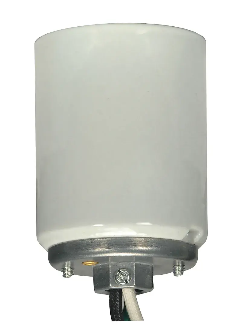 Mogul lamp socket - Porclean - Glazed finish - 1/4 Cap with 20in. leads
