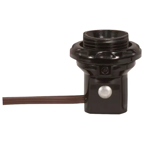 Phenolic Threaded Candelabra Socket With Leads / Rings - 1-1/4" With Shoulder and Phenolic Ring - 24" 18/2 Leads - 75W - 125V