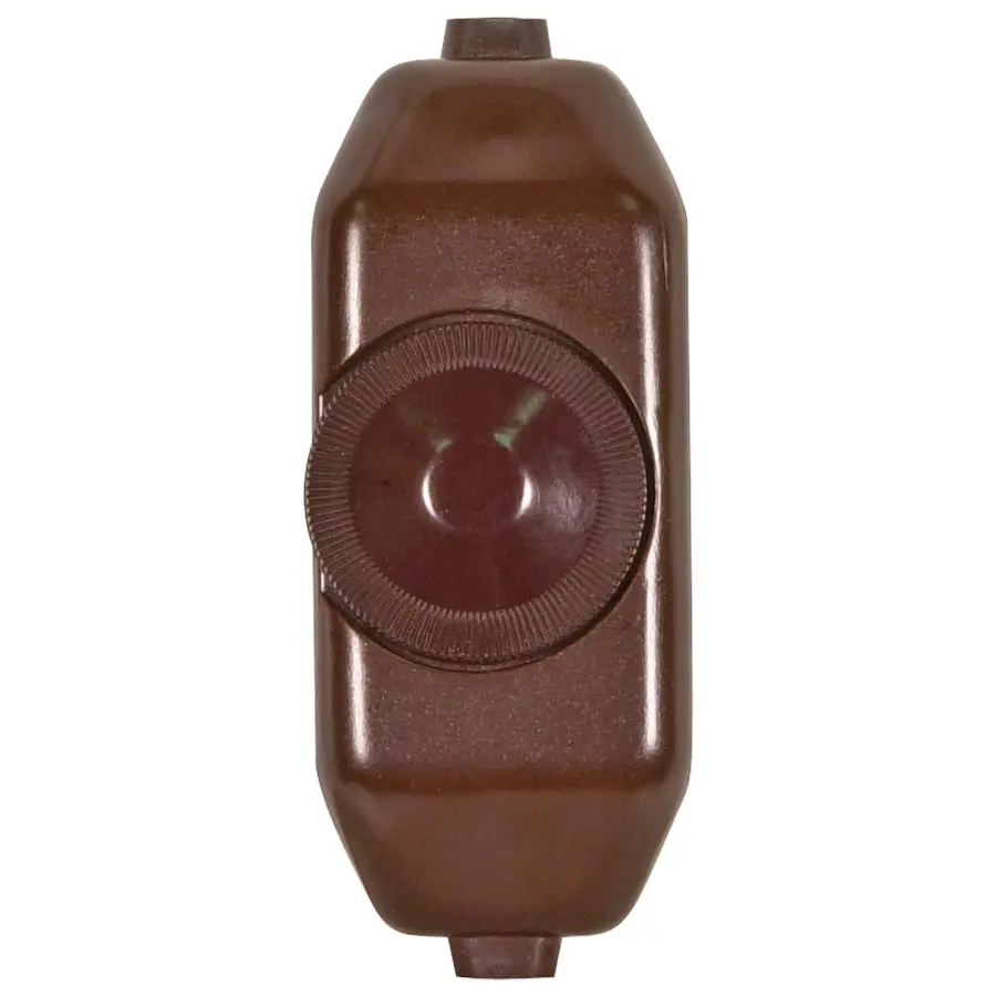 Full Range Lamp Cord - Rotary Dimmer Switch - Brown Finish - 3" x 1-1/4" - Phenolic - For 18GA SPT-1 or SPT-2 Wire - 200W - 120V