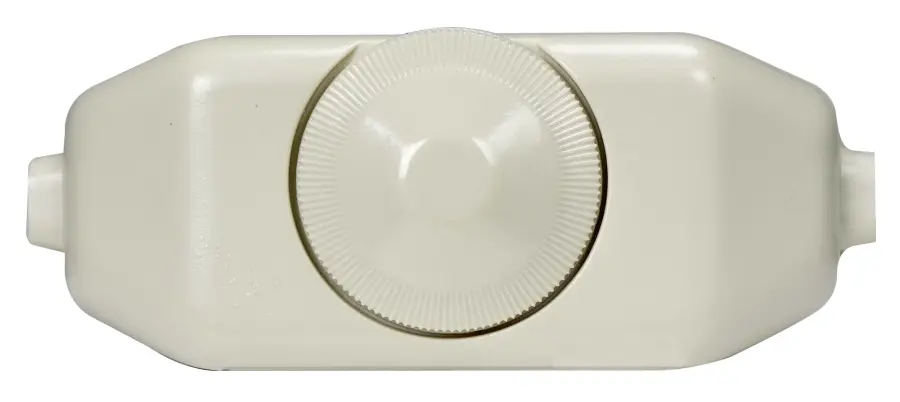 Full Range Lamp Cord - Rotary Dimmer Switch - Ivory Finish - 3" x 1-1/4" - Phenolic - For 18GA SPT-1 or SPT-2 Wire - 200W - 120V