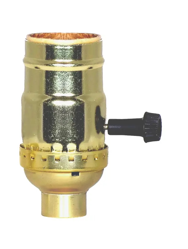 3 Terminal (2 Circuit) Turn Knob Socket With Removable Knobs - 1/4 IPS - Aluminum - Brite Gilt Finish - 250W - 250V