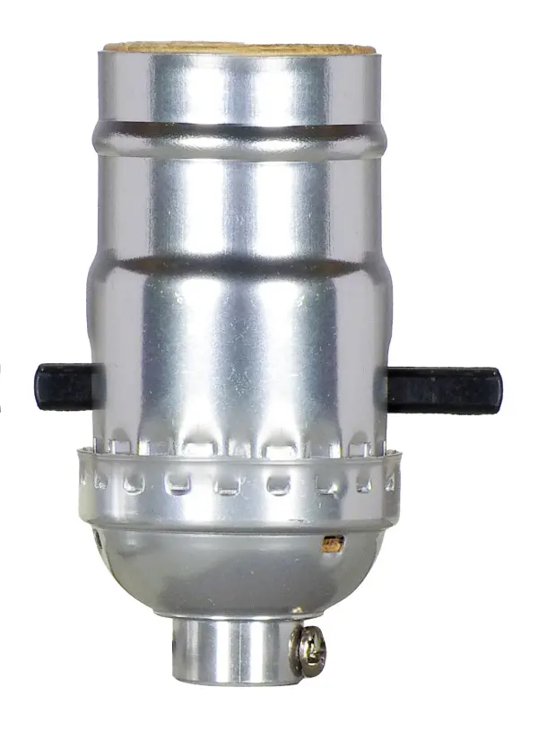 On-Off Push Thru Socket - 1/8 IPS - Aluminum - Nickel Finish - 660W - 250V - With Set Screw