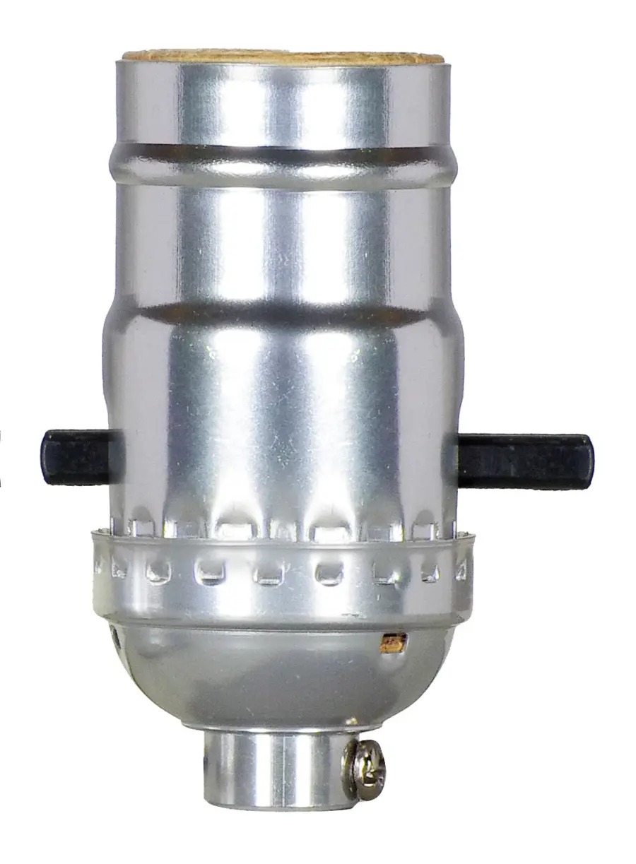 On-Off Push Thru Socket - 1/8 IPS - Aluminum - Nickel Finish - 660W - 250V - With Set Screw