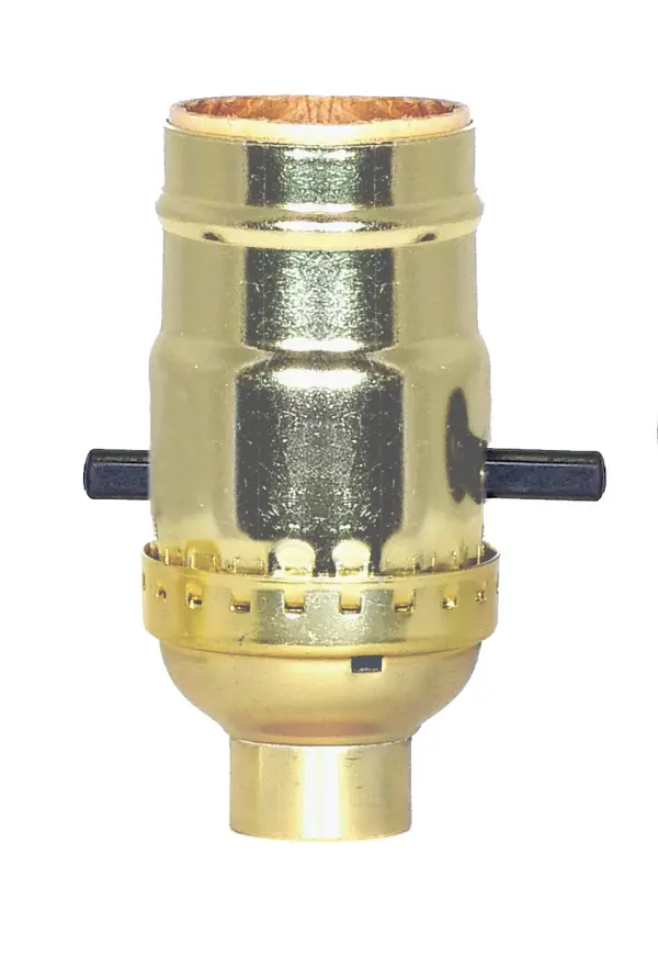 On-Off Push Thru Socket - 1/8 IPS - Aluminum - Brite Gilt Finish - 660W - 250V - With Set Screw