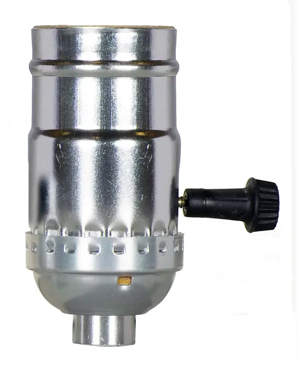 On-Off Turn Knob Socket With Removable Knob - 1/8 IPS - Aluminum - Nickel Finish - 250W - 250V