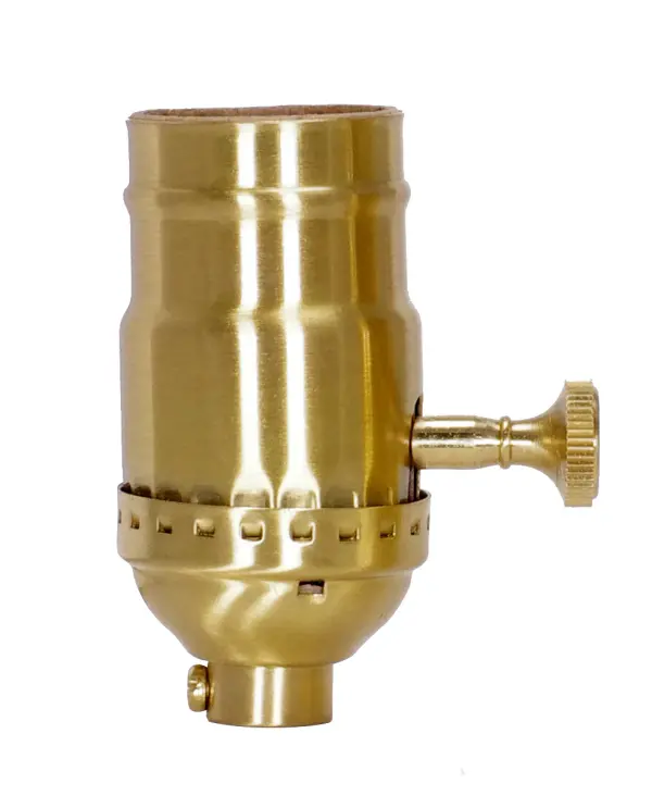 3-Way (2 Circuit) Turn Knob Socket With Removable Knob - 1/8 IPS - 3 Piece Stamped Solid Brass - Satin Brass Finish - 250W - 250V