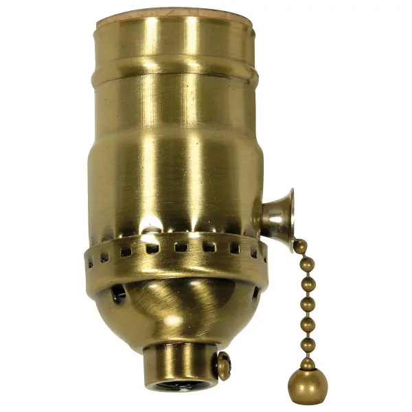 On-Off Pull Chain Socket - 1/8 IPS - 3 Piece Stamped Solid Brass - Satin Brass Finish - 660W - 250V