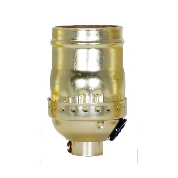 Short Keyless Socket With Side Outlet - 1/8 IPS - Aluminum - Brite Gilt Finish - 660W - 250V