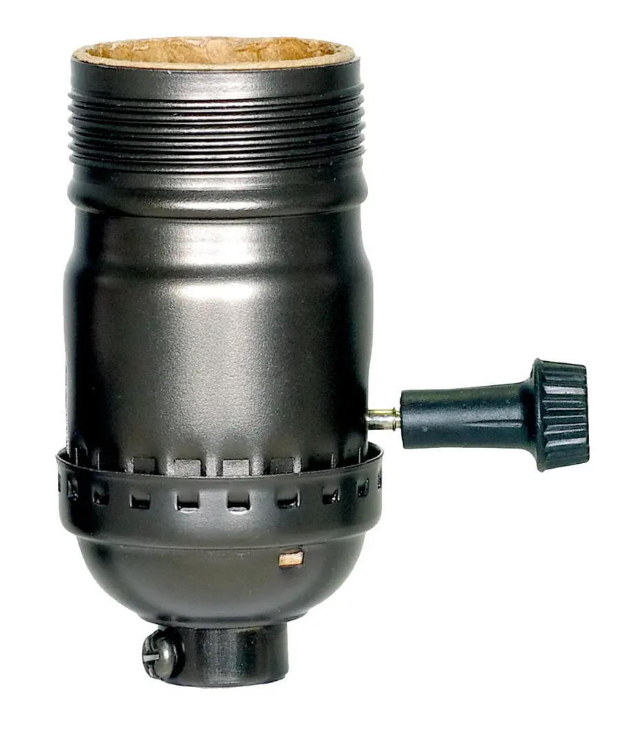 3-Way (2 Circuit) Turn Knob Socket With Removable Knob - 1/8 IPS - Aluminum - Dark Antique Brass Finish - 250W - 250V - Uno Thread