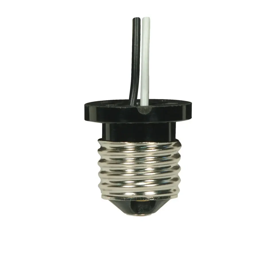 Brown Medium Based Phenolic E26 Flanged Adapter - 10" 18GA 105C Leads - 1/2" Overall Extension - 660W - 600V