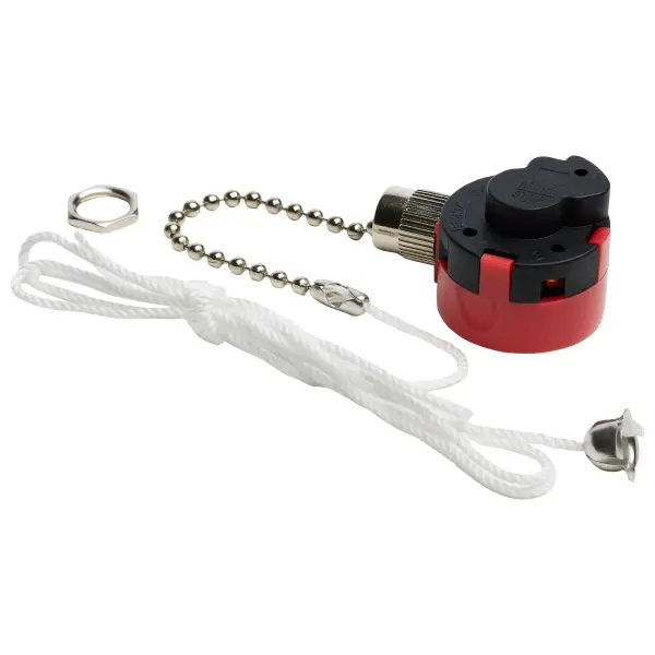 3 Speed Ceiling Fan Switch, 4 Wire Quick Connect, 2 Circuit w/Metal Chain, White Cord & Bell - Rated: 6A-125V, 3A-250V