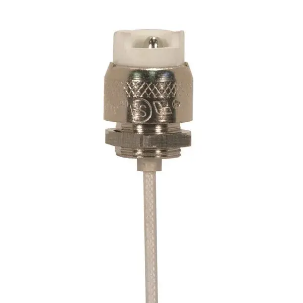 Porcelain Halogen Socket - R7S Base - 18" SF-1 200C Leads - Halogen Socket - 7/8" Length - 1000W - 250V