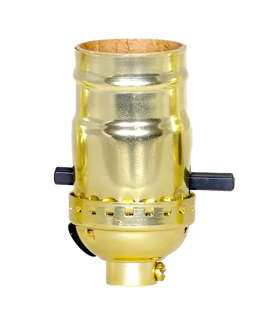 On-Off Push Thru Socket With Side Outlet - For SPT-2 - 1/8 IPS - Aluminum - Brite Gilt Finish - 660W - 250V - With Set Screw