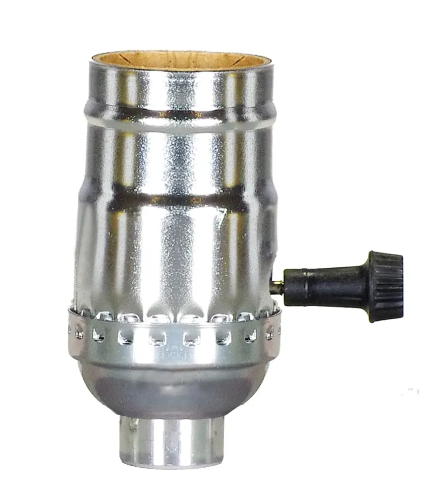3 Terminal (2 Circuit) Turn Knob Socket With Removable Knobs - 1/4 IPS - Aluminum - Nickel Finish - 250W - 250V