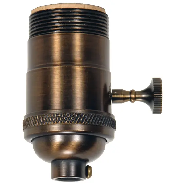 3 Way Cast Socket - Dark Antique Brass Finish - With Set Screw - Threaded