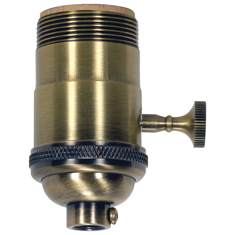 3 Way Cast Socket - Antique Brass Finish - With Set Screw - Threaded