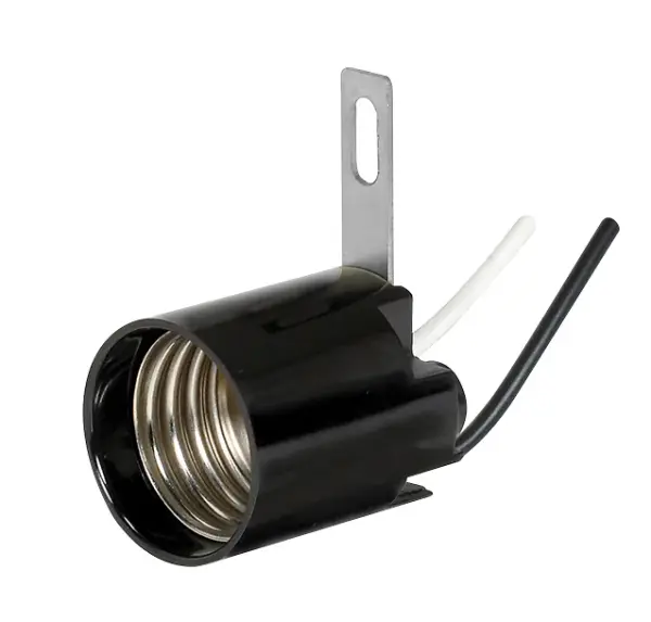 Phenolic Socket - Medium Base - Black Finish - With Bracket