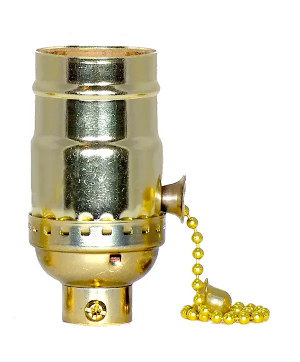 On-Off Pull Chain Socket - 1/4 IPS - Aluminum - Brite Gilt Finish - 660W - 250V