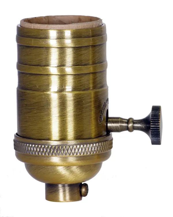 3 Way Socket - Antique Cast Brass - With Set Screw