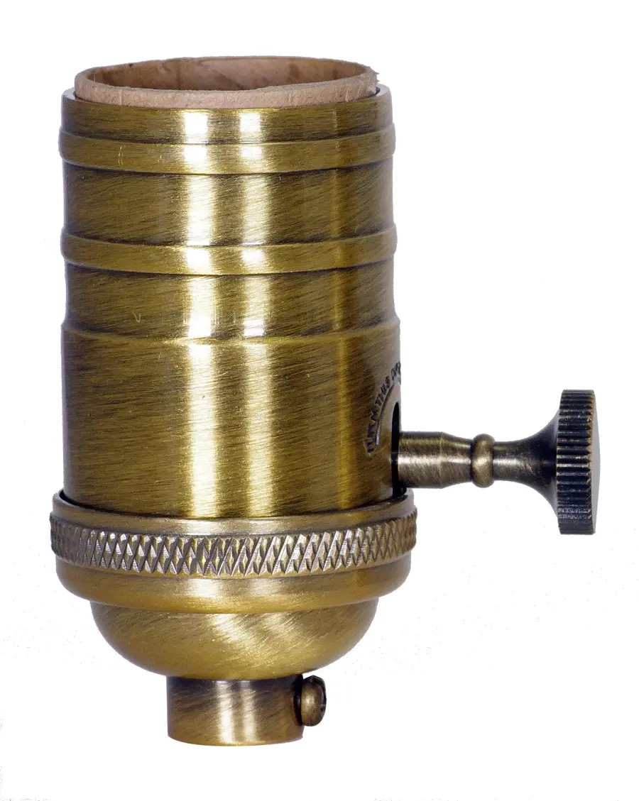 3 Way Socket - Antique Cast Brass - With Set Screw