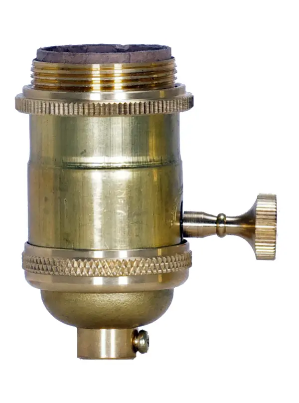 3 Way Socket - Unfinished - Solid Brass - Turn Knob - 4pc - With Set Screw
