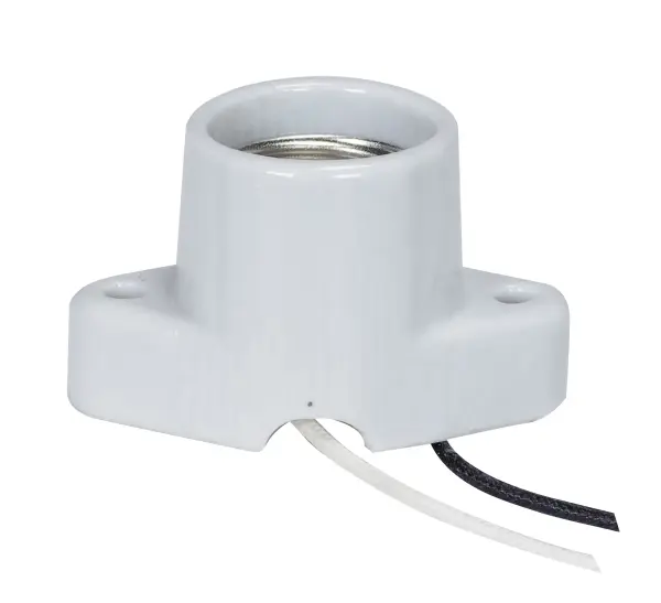 Keyless Porcelain Recessed Socket With Pre-Wired - 2" Center And With Wireway - 4" Leads - Glazed - 660W - 250V