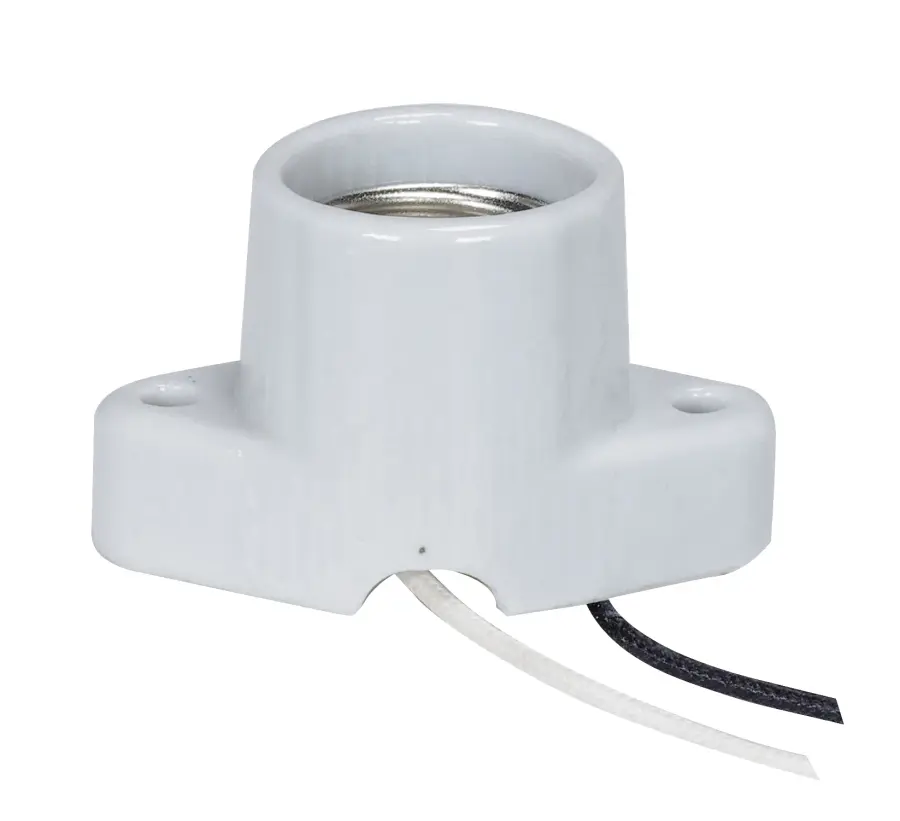 Keyless Porcelain Recessed Socket With Pre-Wired - 2" Center And With Wireway - 4" Leads - Glazed - 660W - 250V